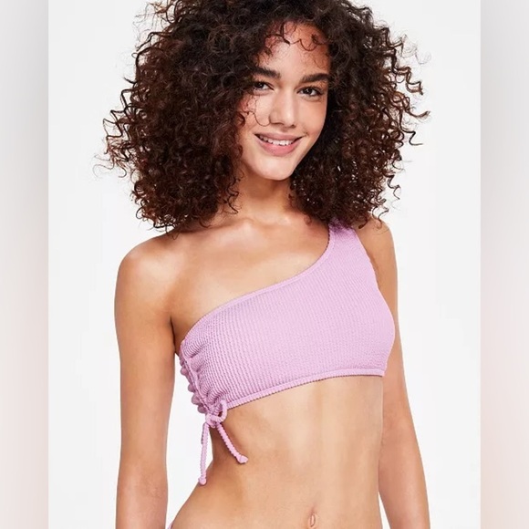 SALT + COVE Juniors' One-Shoulder Top/Textured Hipster Bottoms Bikini Set | NEW! - Picture 6 of 13
